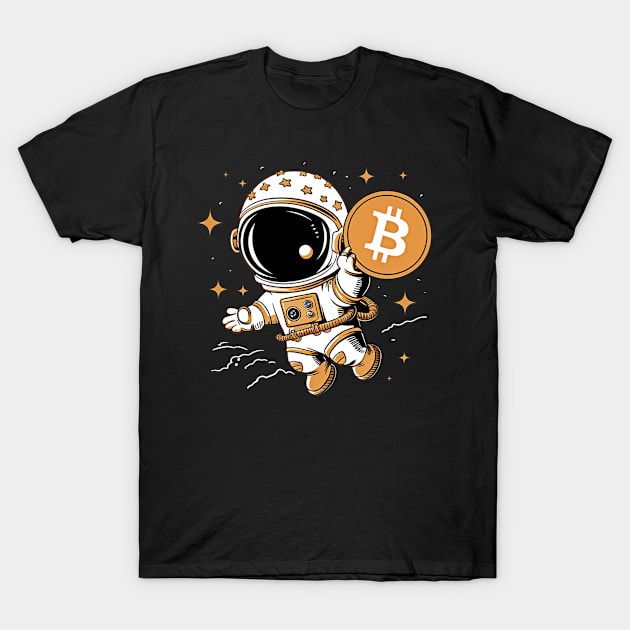 Crypto Bitcoin and astronaut fly to the moon T-Shirt by smallcatvn